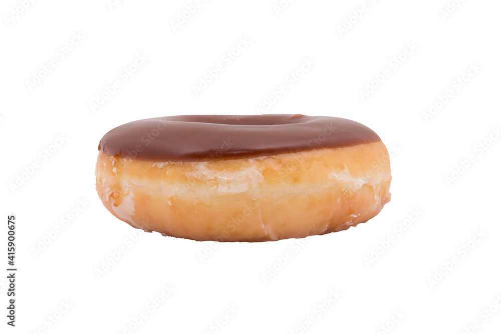 Classic freshly baked Chocolate donut isolated on white background Classic freshly baked Chocolate donut isolated on white background