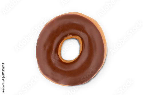 Classic freshly baked Chocolate donut isolated on white background