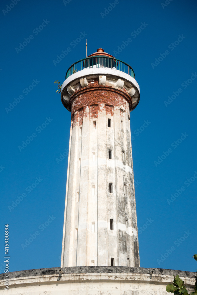 Historic derelict light house out of use in Pondicherry, Tamil Nadu, India