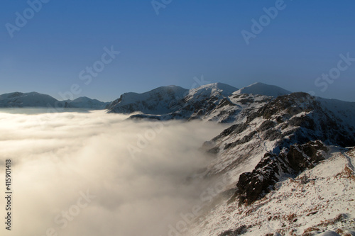 Czerwone Wierchy - Red Peaks above clouds, mountain range in Western Tatras, Poland 