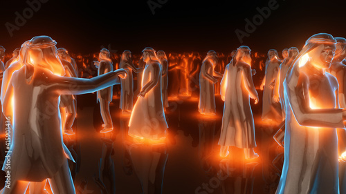 Canvas Print 3d rendered illustration of Silhouettes of Arabic People Arabic Mans