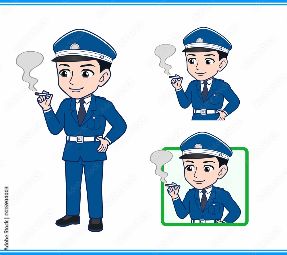 制服を着た警備スタッフのイラスト 制服を着た警備スタッフのイラスト