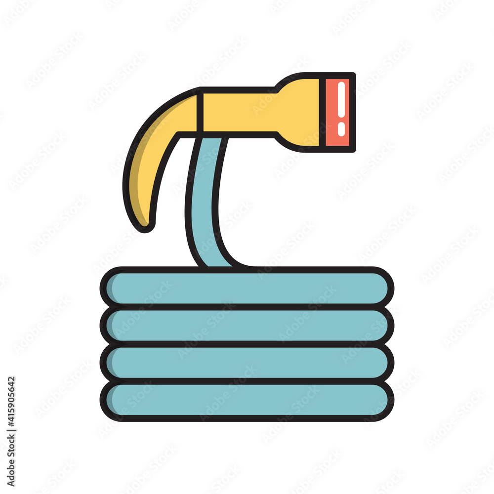 Garden watering hose, simple gardening icon in trendy line style isolated on white background for web apps and mobile concept. Vector Illustration Garden watering hose, simple gardening icon in trendy line style isolated on white background for web apps and mobile concept. Vector Illustration