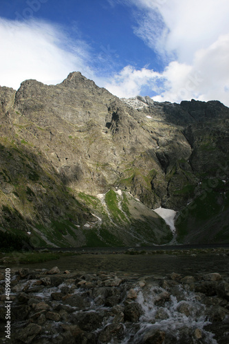 Czarny Staw (Black Lake) and Rysy - Poland's highest point, 2,499 metres (8,199 ft) in elevation, Tatra Mountains, Poland