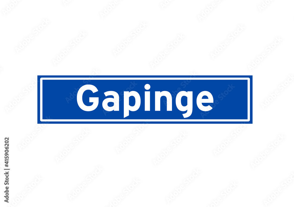 Gapinge isolated Dutch place name sign. City sign from the Netherlands. Gapinge isolated Dutch place name sign. City sign from the Netherlands.