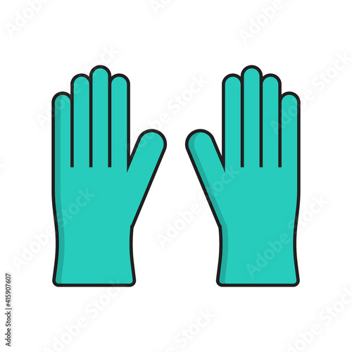 Medical nitrile gloves simple medicine icon in trendy line style isolated on white background for web applications and mobile concepts. Vector illustration