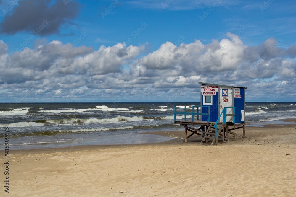 Rescue tower on the shores of the Baltic Sea. Rescue tower on the shores of the Baltic Sea.