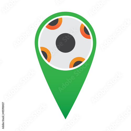 soccer ball location illlustration design. soccer ball location icon isolated on white background. ready use vector. photo