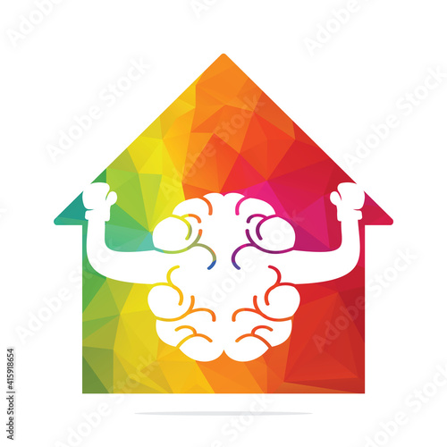 Home Boxing brain logo concept design. House brain logo vector design.