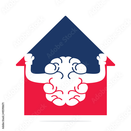 Home Boxing brain logo concept design. House brain logo vector design.