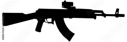 Assault rifle silhouette in black on white background 