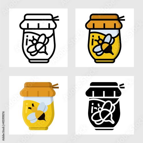 honey bottle icon vector design in filled, thin line, outline and flat style.