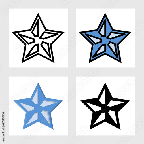 ice blue star icon vector design in filled  thin line  outline and flat style.