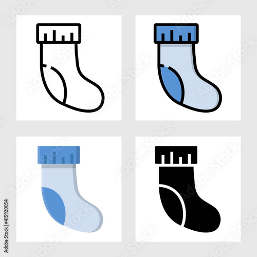 sock icon vector design in filled, thin line, outline and flat style.