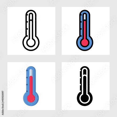 thermometer icon vector design in filled, thin line, outline and flat style.