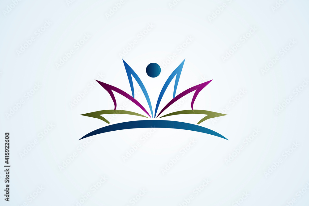 Obraz premium Open book figure education logo id card business colorful vector image graphic illustration template