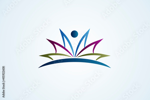 Open book figure education logo id card business colorful vector image graphic illustration template