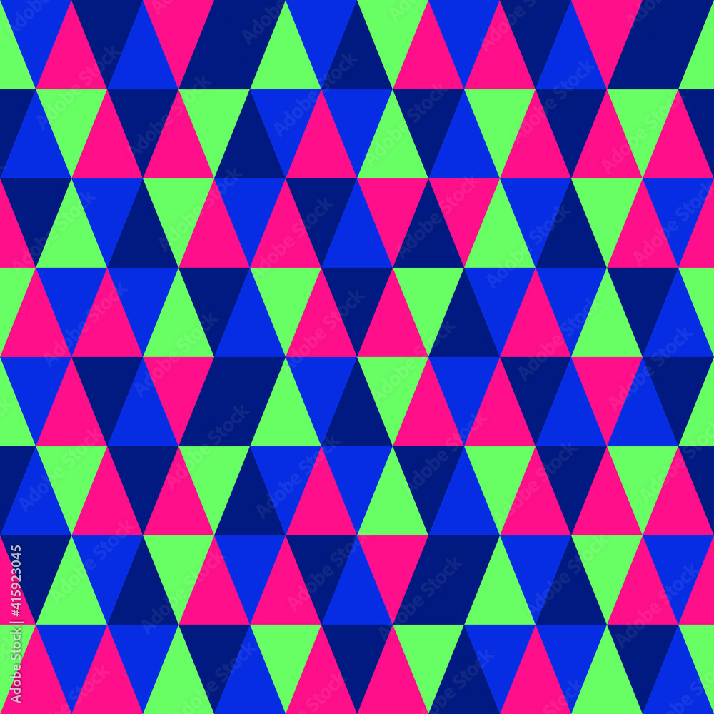 Seamless vector geometric pattern with a lot of little colorful triangles. Good print for wrapping paper, packaging design, wallpaper, ceramic tiles, and textile in minimalist modern style Seamless vector geometric pattern with a lot of little colorful triangles. Good print for wrapping paper, packaging design, wallpaper, ceramic tiles, and textile in minimalist modern style
