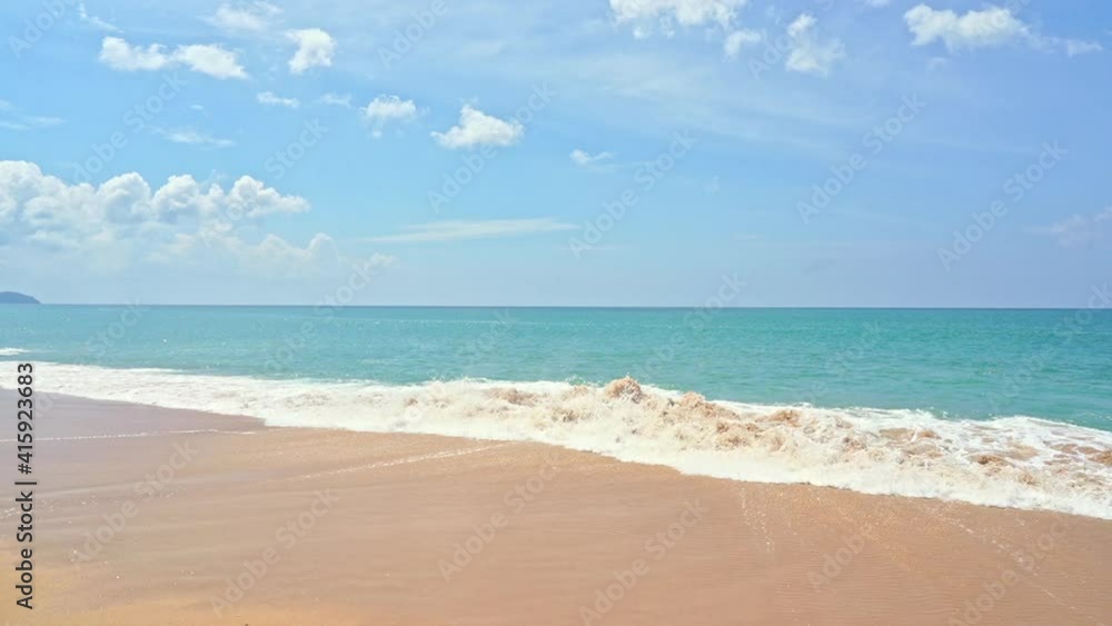 Waves breaking on sandy beach. Slow-motion Waves breaking on sandy beach. Slow-motion