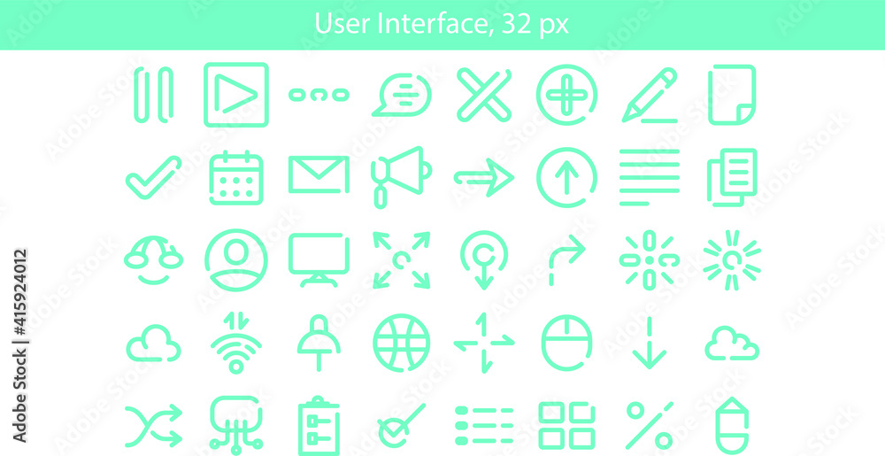 Media Icons User Interface, 32px editable Media Icons User Interface, 32px editable