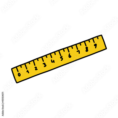 ruler doodle icon, vector color line illustration