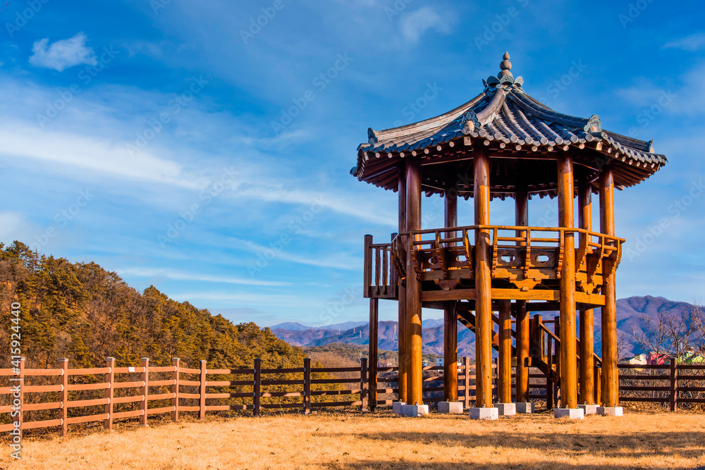 Korean pavilion rest stop for hikers in Cheorwon, South Korea. Korean pavilion rest stop for hikers in Cheorwon, South Korea.