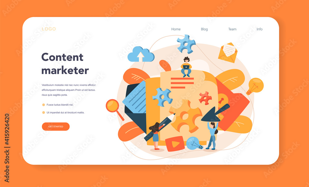 Content management web banner or landing page. Idea of digital strategy Content management web banner or landing page. Idea of digital strategy