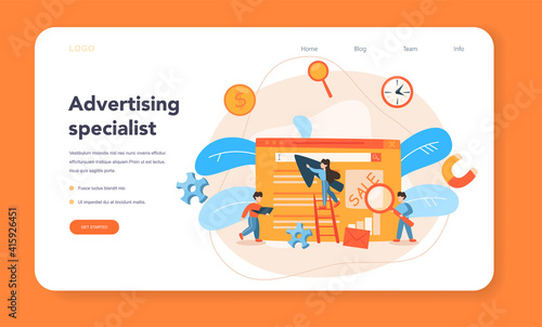 Contextual advertsing web banner or landing page. Marketing campaign