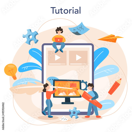 Copywriter online service or platform. Idea of writing texts,