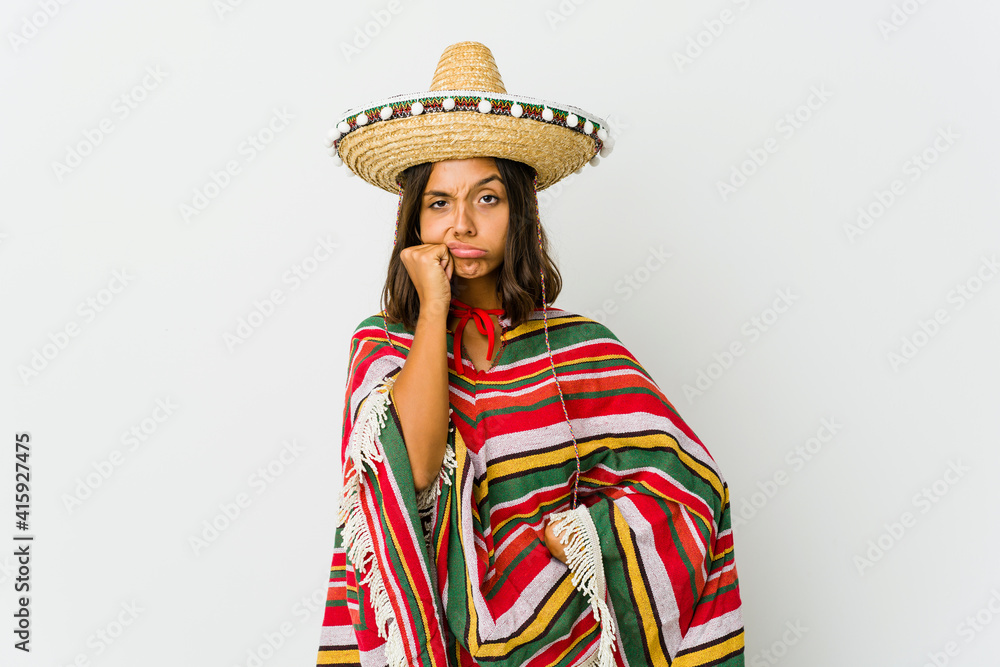 Young mexican woman isolated on white background Young mexican woman isolated on white background
