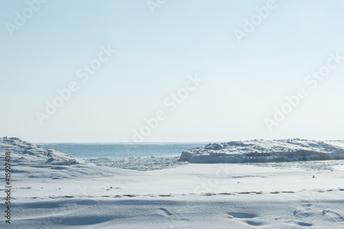 Michigan lake frozen in winter