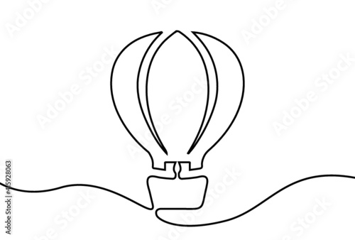 Creative vector aerostat. One line style air balloon illustration