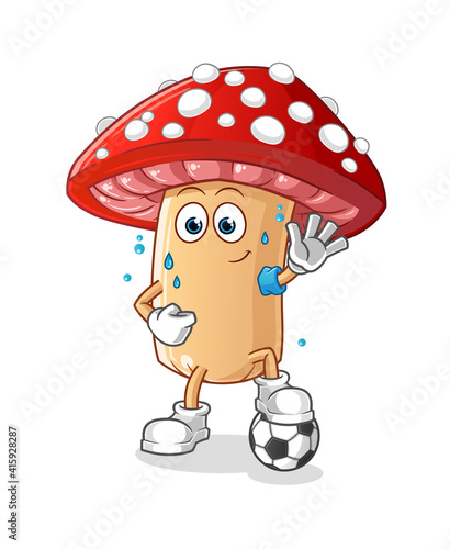 fly agaric mushroom playing soccer illustration. character vector