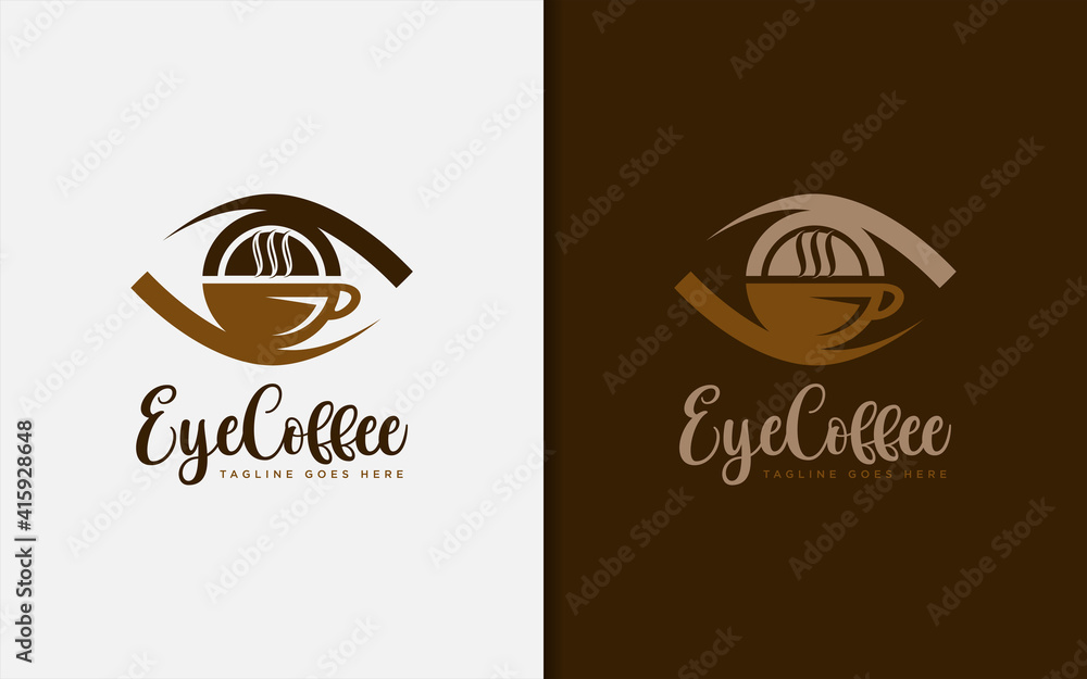 Eye Coffee Logo Design. Abstract Brown Eye and Coffee Cup Combination. Usable For Brand, Food and Drink Company. Vector Logo Illustration. Eye Coffee Logo Design. Abstract Brown Eye and Coffee Cup Combination. Usable For Brand, Food and Drink Company. Vector Logo Illustration.