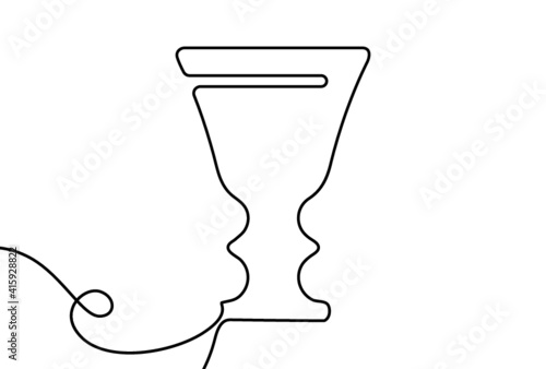 Creative vector Goblet. One line style illustration
