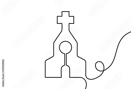 Creative vector Church. One line style illustration