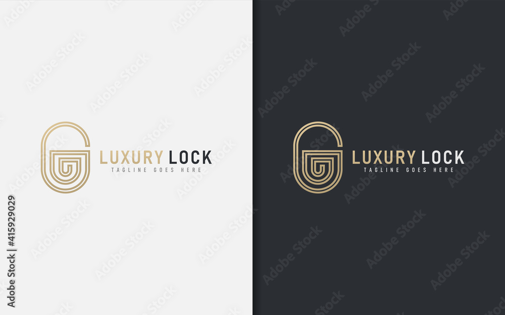 Luxury Lock Logo Design. Creative Gold Padlock with Geometric Lines Concept. Usable For Brand and Company. Vector Logo Illustration. Luxury Lock Logo Design. Creative Gold Padlock with Geometric Lines Concept. Usable For Brand and Company. Vector Logo Illustration.
