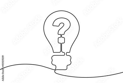 Creative vector quiz. One line style illustration