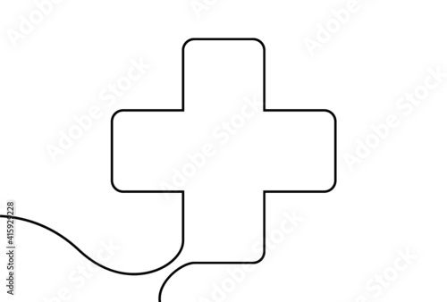Creative vector Medical cross. One line style illustration