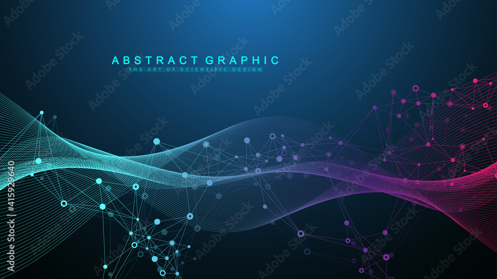 Abstract dynamic motion lines and dots background with colorful ...