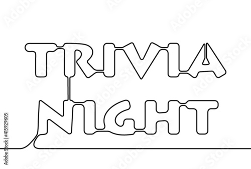 Creative vector trivia night. One line style illustration
