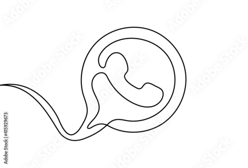 Creative vector messenger logo. One line style illustration