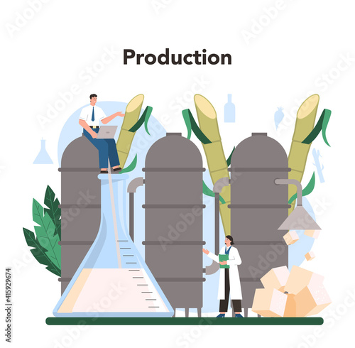 Sugar production industry. Saccharose and fructose extracted