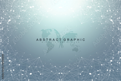 Global network connection. Social network communication in the global business. World map point and line composition concept. Vector illustration.