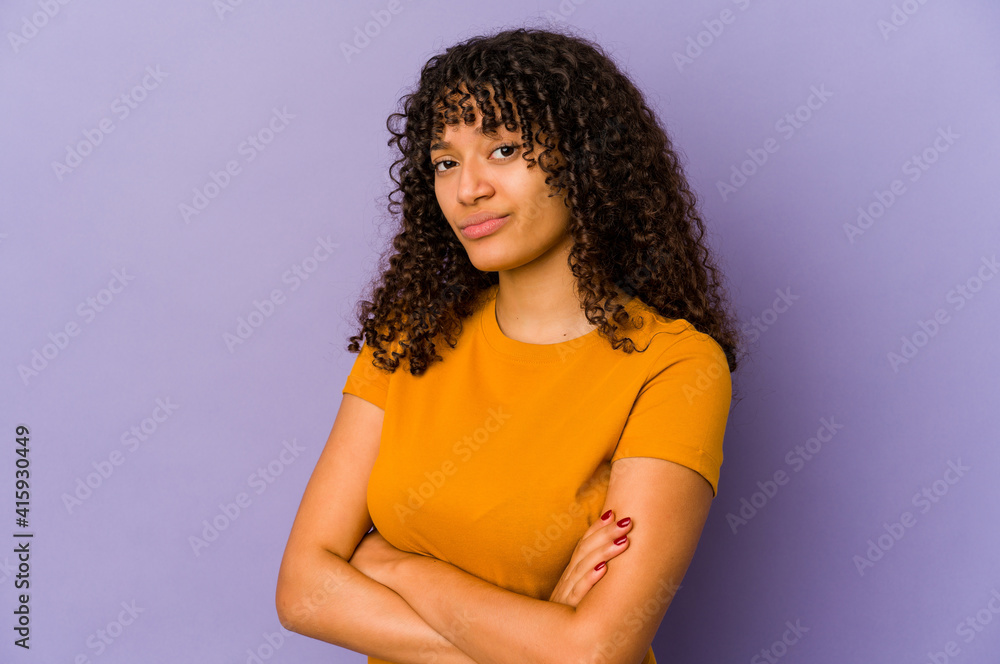 Young african american afro woman isolated unhappy looking in camera with sarcastic expression. Young african american afro woman isolated unhappy looking in camera with sarcastic expression.