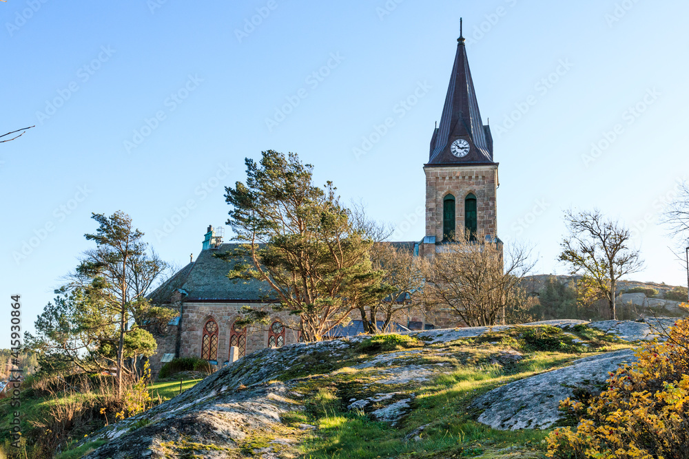 Sweden, Vastra Gotaland County, Tanum municipality, Fjallbacka. Fjallbacka Kyrka church, built in 1892 in Neo-Gothic style.