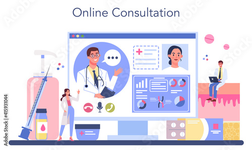 Cosmetologist online service or platform. Skin care and treatment procedure.