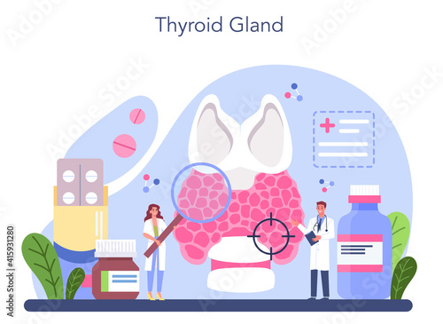 Endocrinologist concept. Thyroid gland examination. Doctor examine