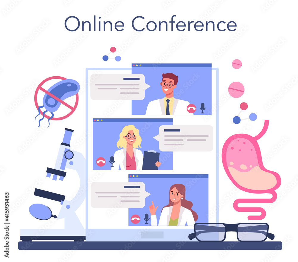 Obraz premium Gastroenterology doctor online service or platform. Idea of health care