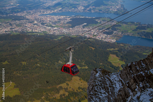 Gondola ride up Mt. Pilatus in Lucerne, Switzerland.